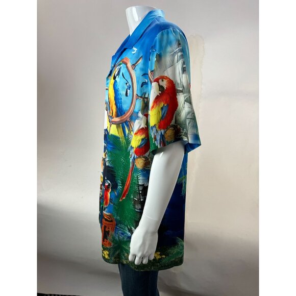 Hawaiian Parrot Print Mens Shirt XL By Hawalili Polyester - Picture 16 of 16